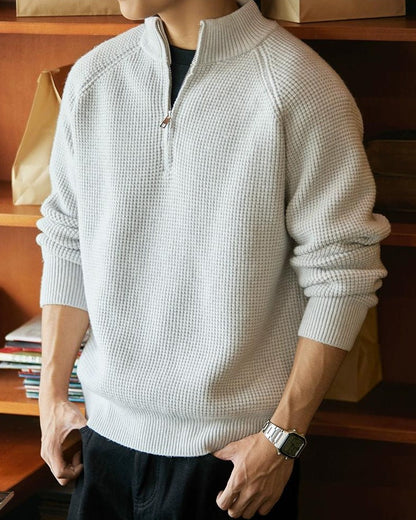 ロックランド ハーフジップスタンドカラーワッフルニット 2297