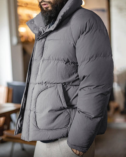 カーボンデール 切替ラグランハイネックダウンジャケット 2413