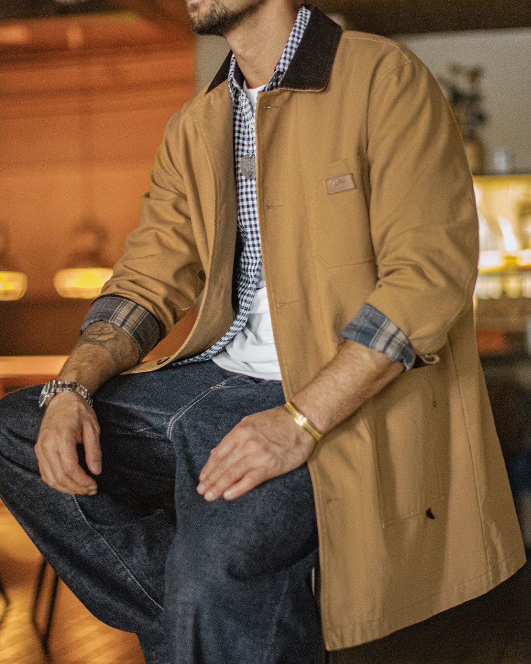 カイルア コーデュロイ襟キャンバスロングコート 2241