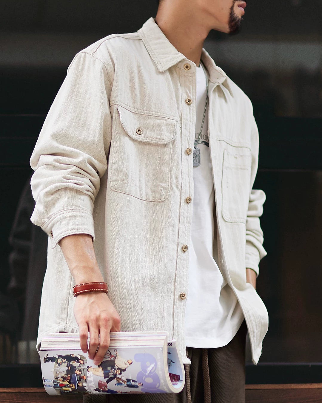 メイソンシティ ツイルヘリンボーンワークシャツブルゾン 2402