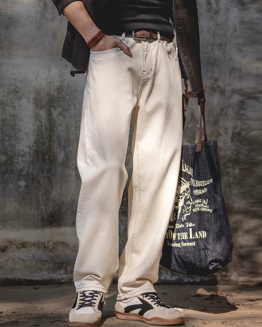 フォーチュナ ルーズストレートホワイトデニムパンツ 2500