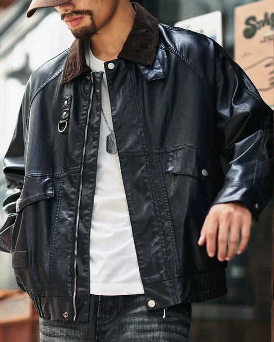 アードモア コーデュロイカラーPUレザージャケット 2396