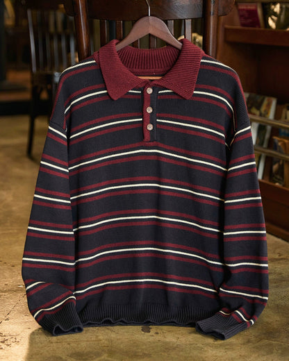 モントピリア ポロカラーレトロボーダーニット 2293