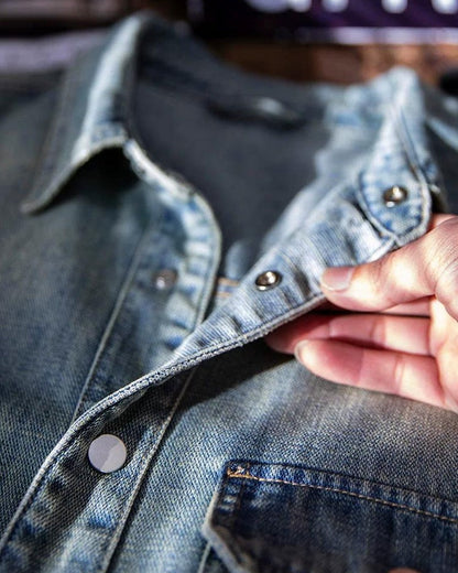 ヘイスティングス ウォッシュドデニムドットボタンワークシャツ 2407