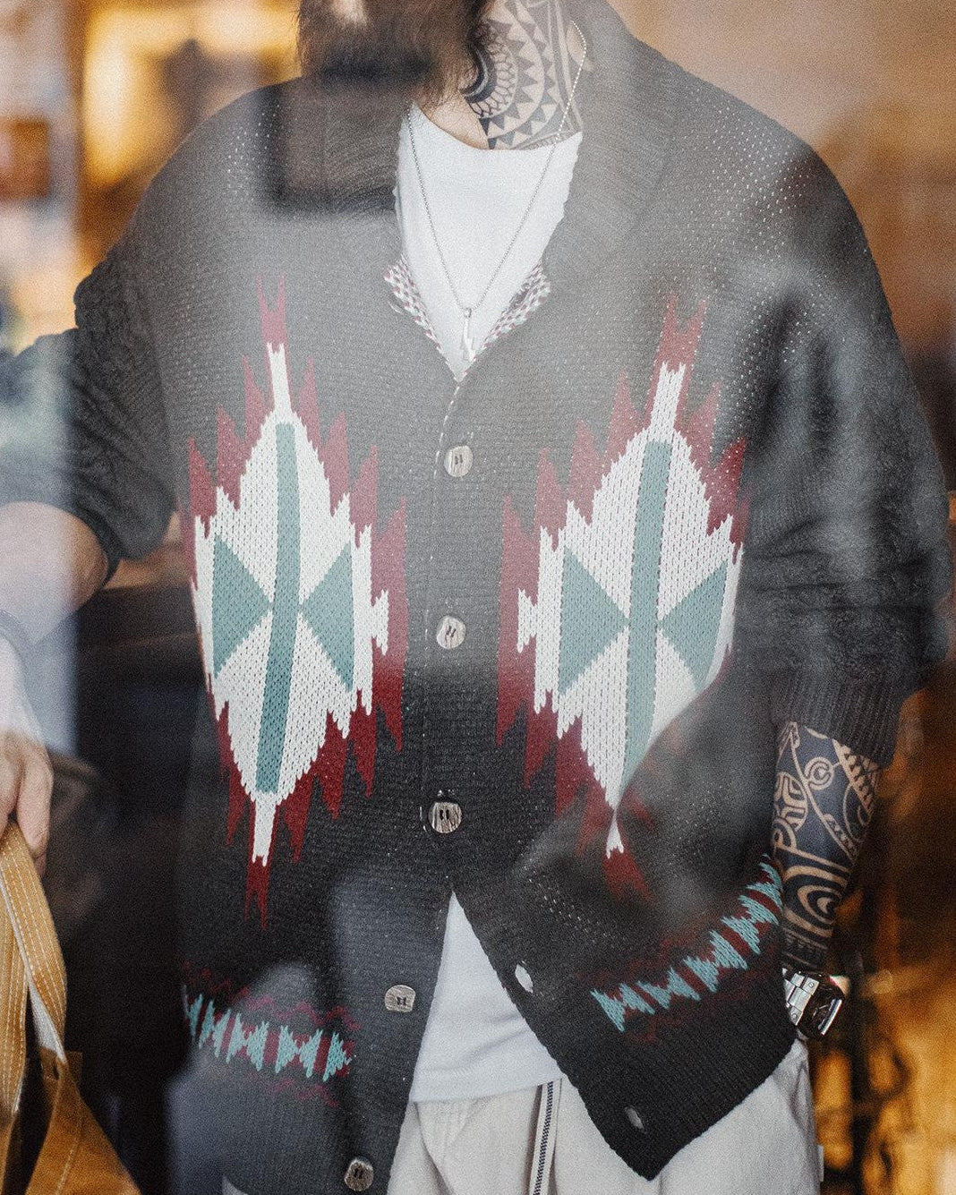 ミシャウォーカ ネイティブカウチンショールカーディガン 2412