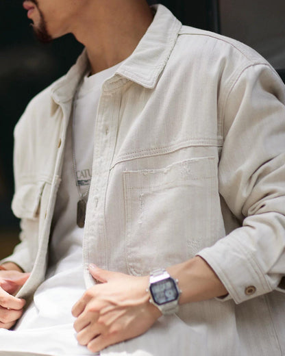 メイソンシティ ツイルヘリンボーンワークシャツブルゾン 2402