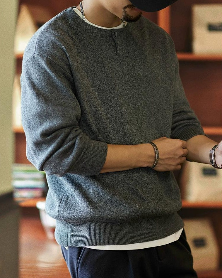 メスキート ワンボタンUネックニットセーター 2323