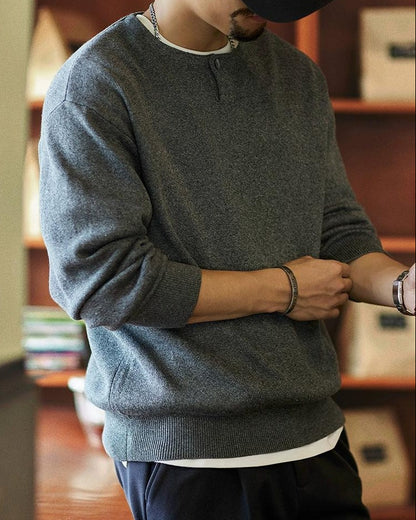 メスキート ワンボタンUネックニットセーター 2323