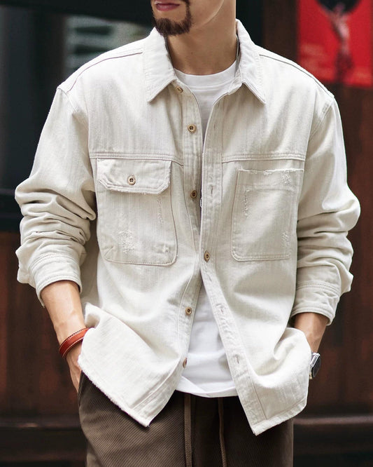 メイソンシティ ツイルヘリンボーンワークシャツブルゾン 2402