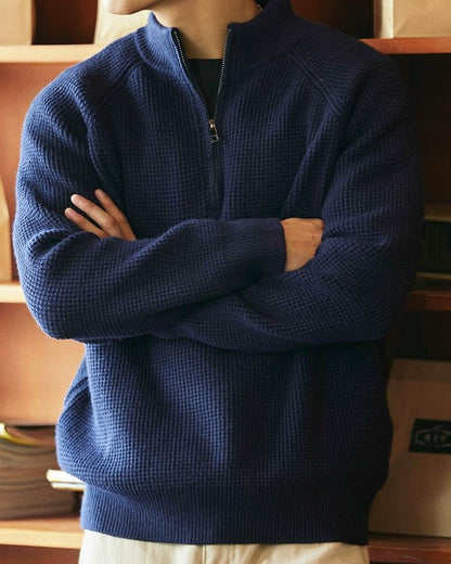 ロックランド ハーフジップスタンドカラーワッフルニット 2297