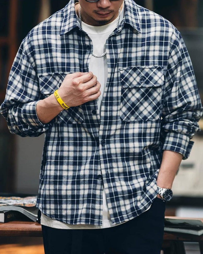 グースクリーク バイアスポケットチェックワークシャツ 2427