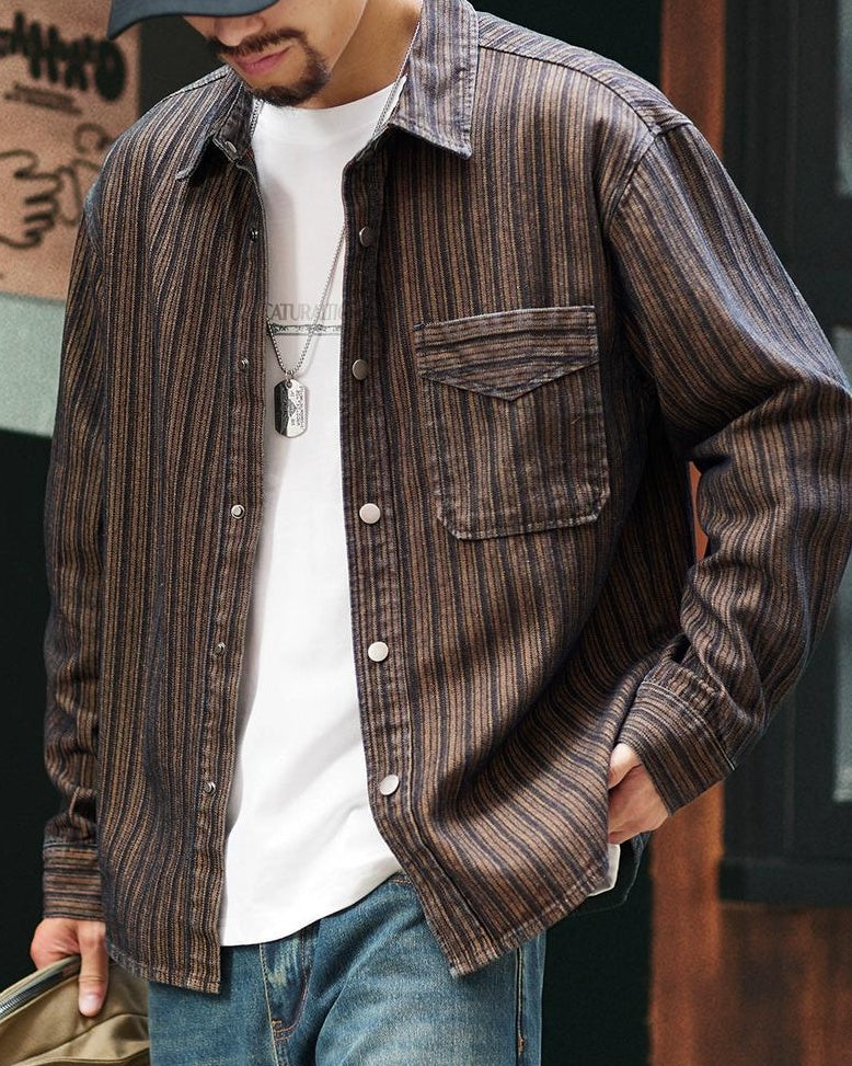 ブライアン ヘリンボーンストライプデニムシャツ 2330