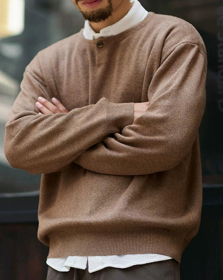 メスキート ワンボタンUネックニットセーター 2323