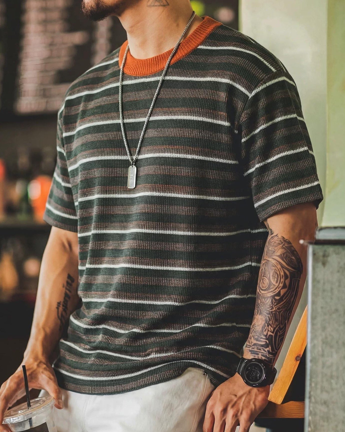 トゥームストーン コントラストネックマルチボーダーニット 2591