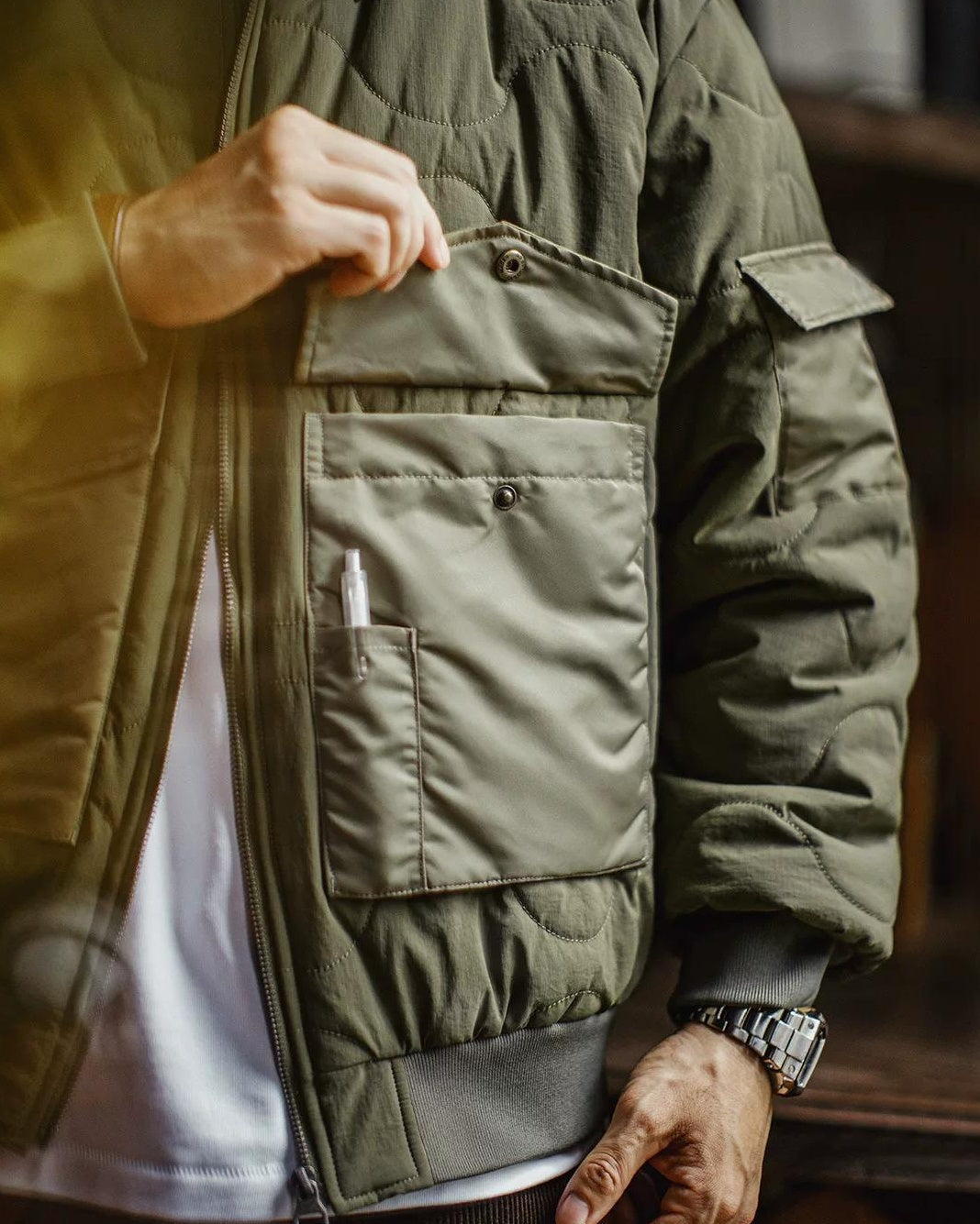 エルマイラ ミリタリーキルティングボンバー ジャケット 2372