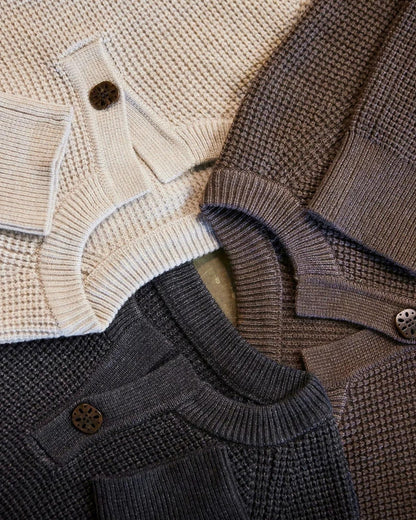 エディンバーグ  ヘンリーネックワッフルニットプルオーバー 2392