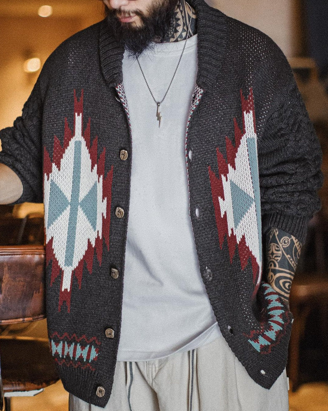 ミシャウォーカ ネイティブカウチンショールカーディガン 2412