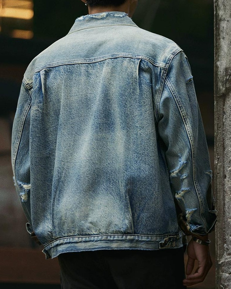 オデッサ ヴィンテージウォッシュ裏チェックデニムジャケット 2327