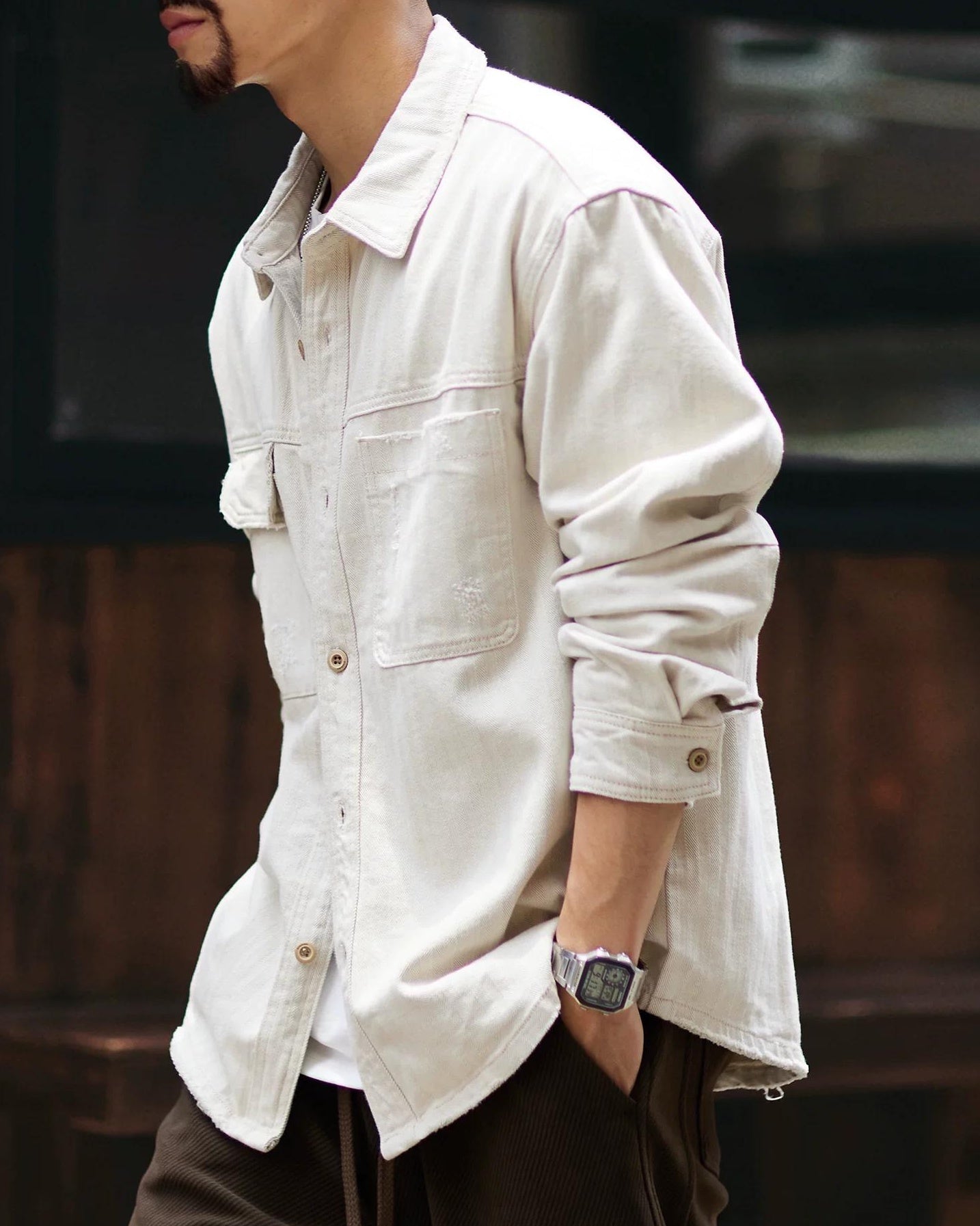 メイソンシティ ツイルヘリンボーンワークシャツブルゾン 2402