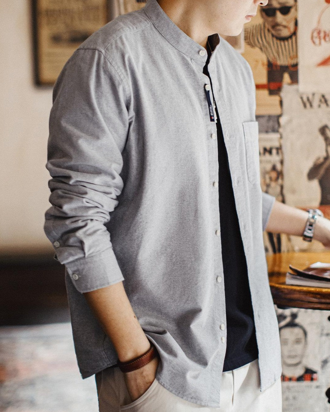 ヒーバーシティ バンドカラーシャツ 2526