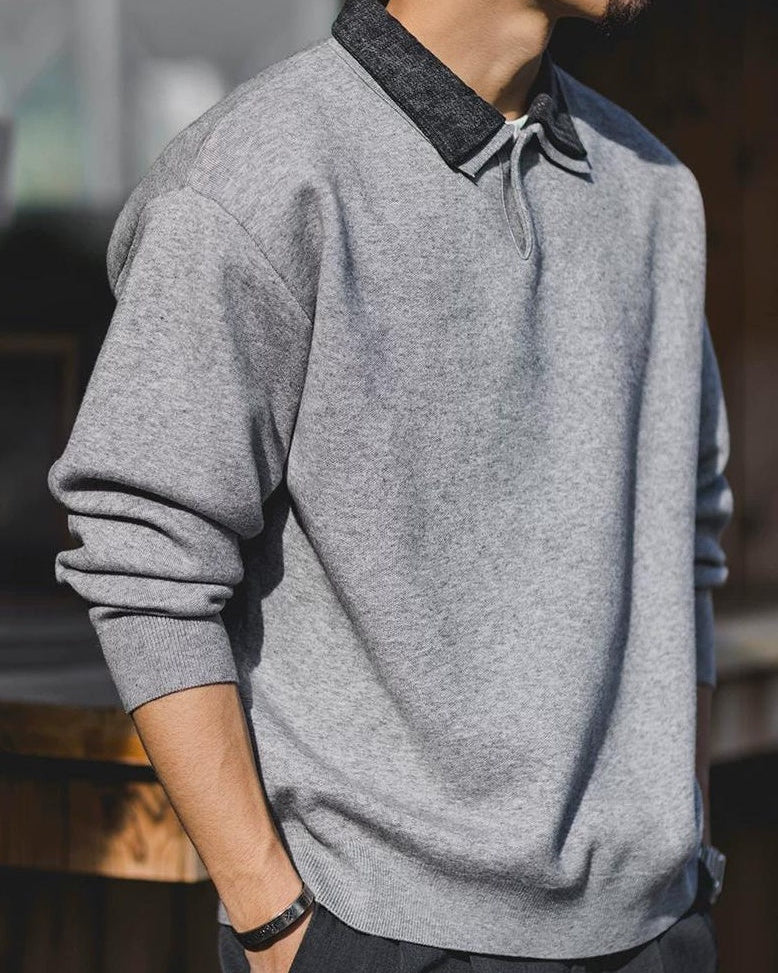 ウォーターベリー フェイクレイヤードポロカラーニット 2374