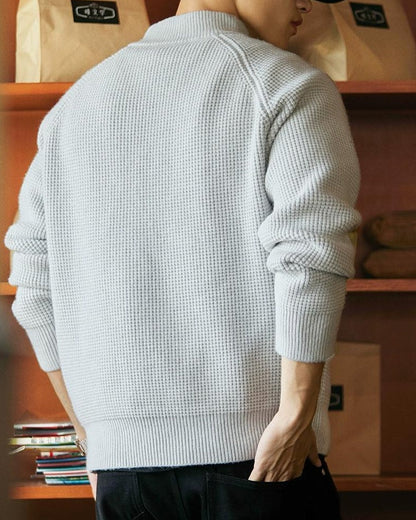 ロックランド ハーフジップスタンドカラーワッフルニット 2297