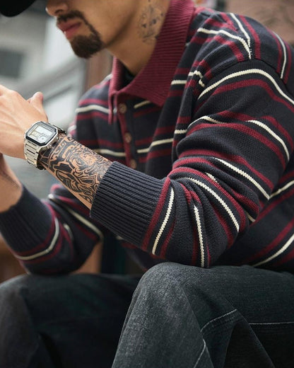 モントピリア ポロカラーレトロボーダーニット 2293