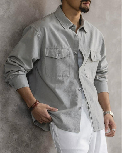 ポプラブラフ フラップポケットレギュラーカラーワークシャツ 2473