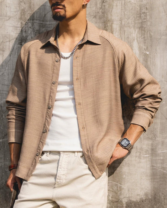 ポーツマス テクスチャードラグランカジュアルシャツ 2565