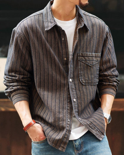 ブライアン ヘリンボーンストライプデニムシャツ 2330