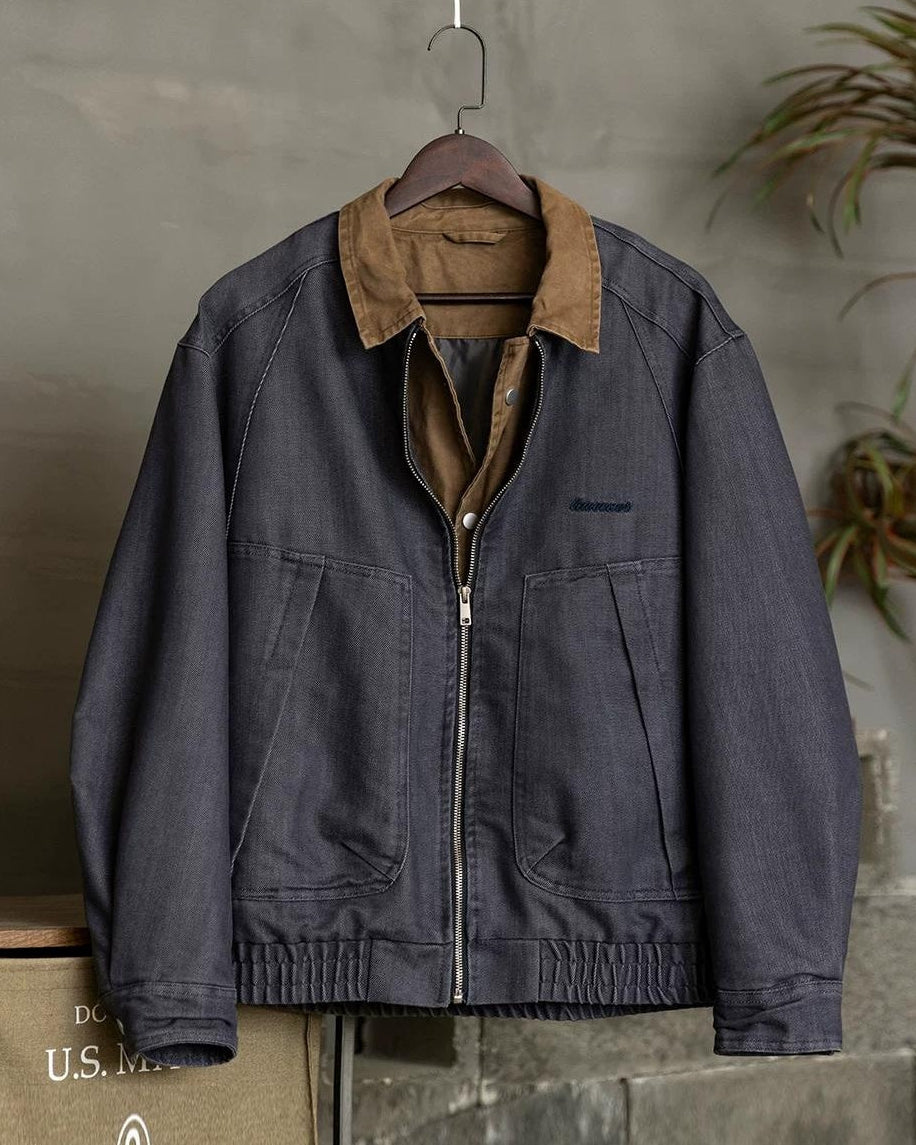 ウェスタリー バイカラー襟切替ラグランワークブルゾン 2491