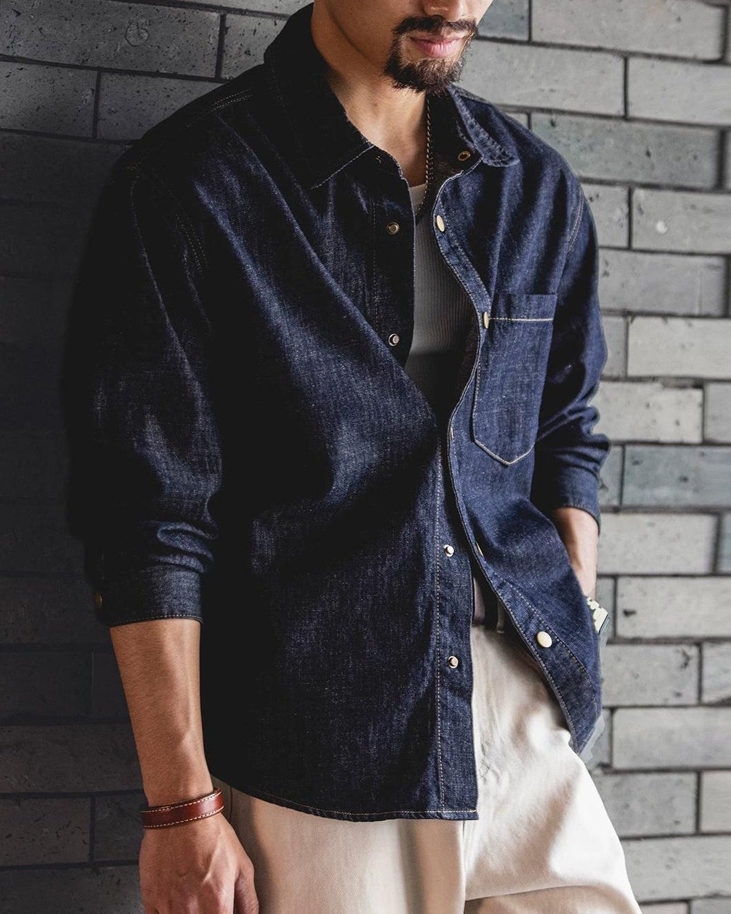 シェリダン コントラストステッチスナップワークシャツ 2478