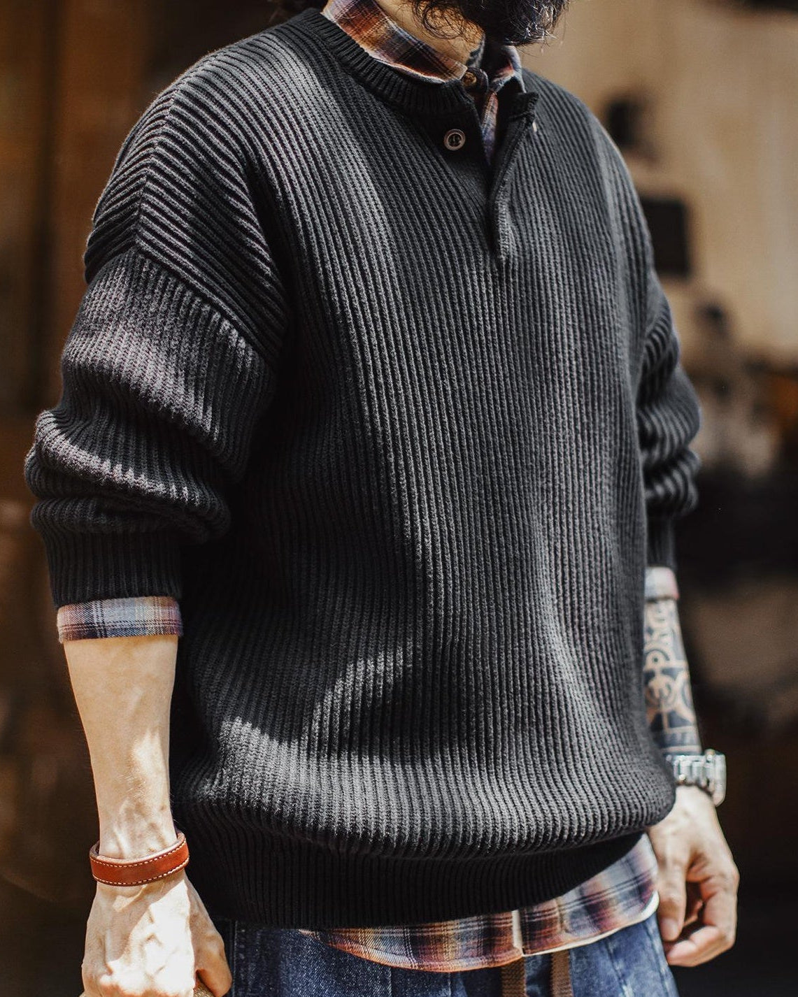 サンダスキー リブ編クルーヘンリーセーター 2414