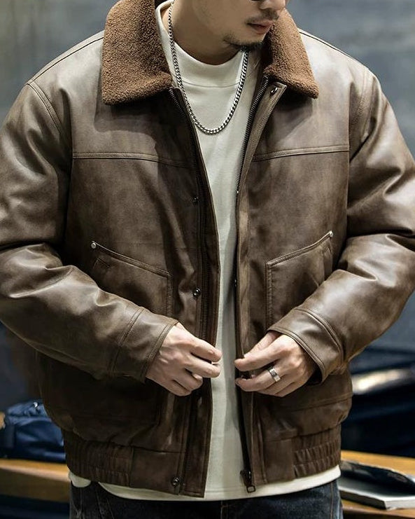 アルトゥーナ ボア襟PUレザージャケット 2366