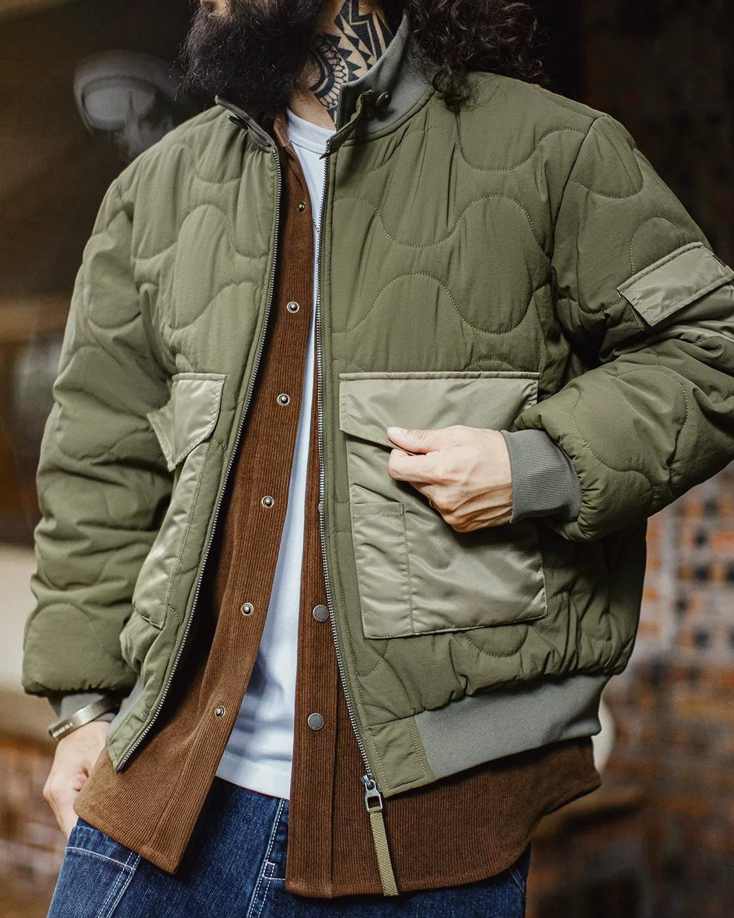 エルマイラ ミリタリーキルティングボンバー ジャケット 2372