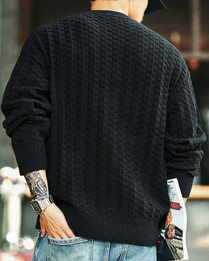 ルイドソ チェック柄ラウンドネックニットセーター 2391