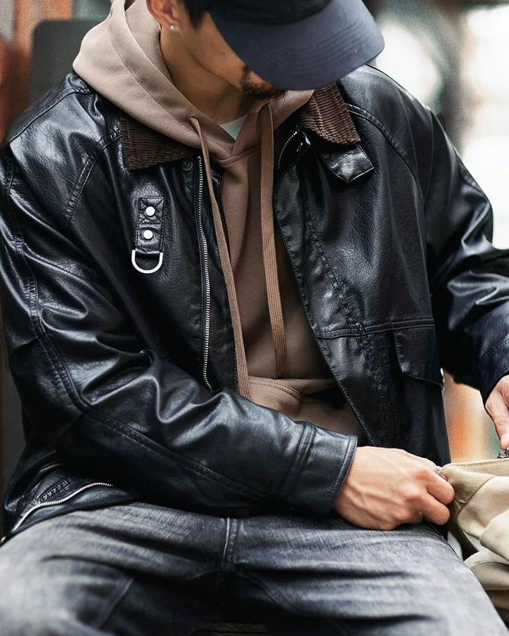 アードモア コーデュロイカラーPUレザージャケット 2396