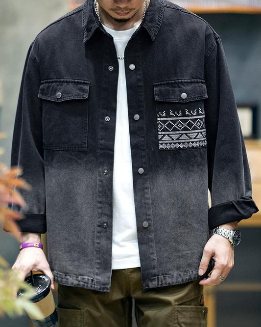 ドーバー デザインポケットグラデーションデニムシャツ 2363