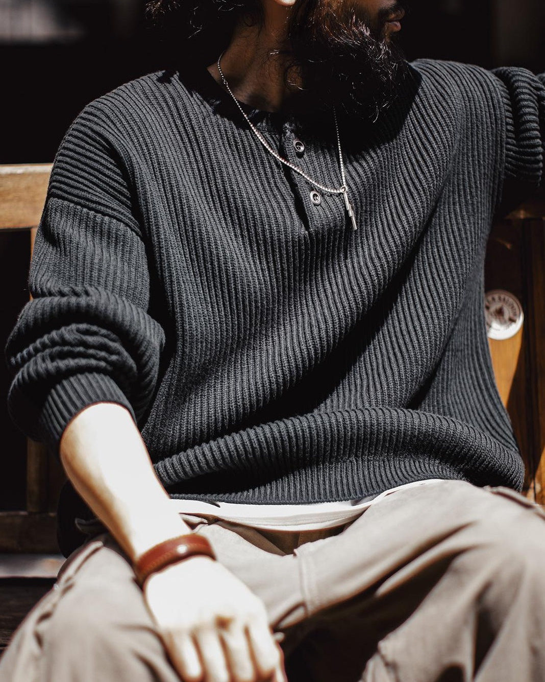 サンダスキー リブ編クルーヘンリーセーター 2414