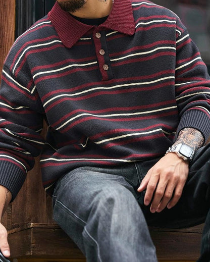 モントピリア ポロカラーレトロボーダーニット 2293