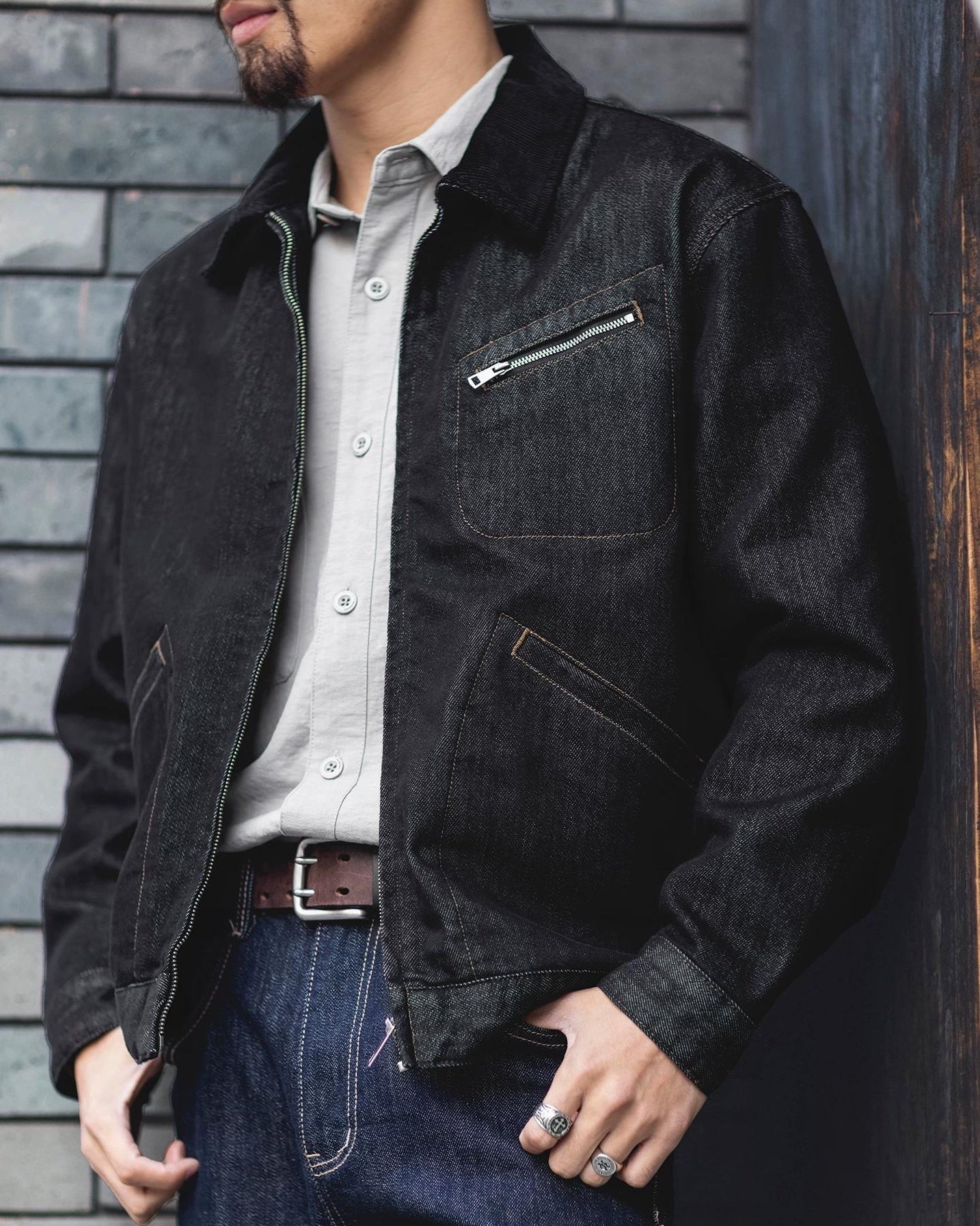 カンバーランド スプレッドカラーワークデニムブルゾン 2492