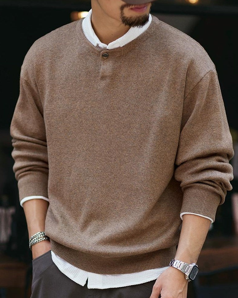 メスキート ワンボタンUネックニットセーター 2323