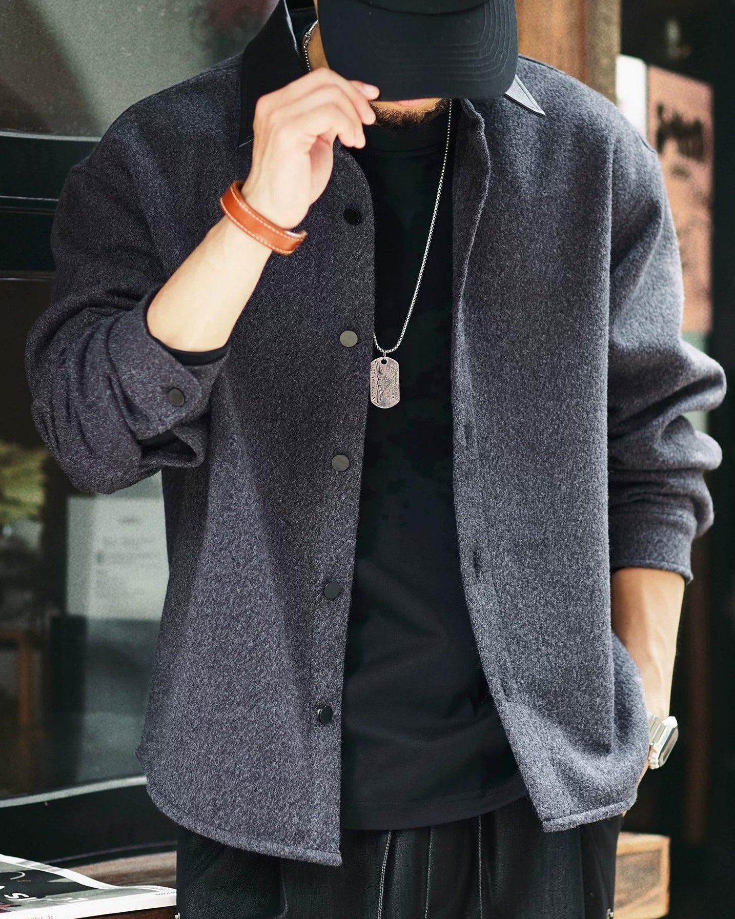 ローラ レザーカラーメルトンシャツブルゾン 2401