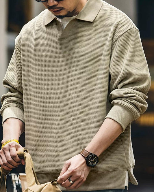 クインジー スキッパーポロワッフルプルオーバー 2445