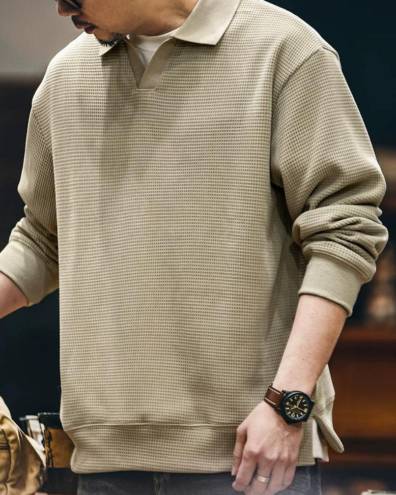 クインジー スキッパーポロワッフルプルオーバー 2445