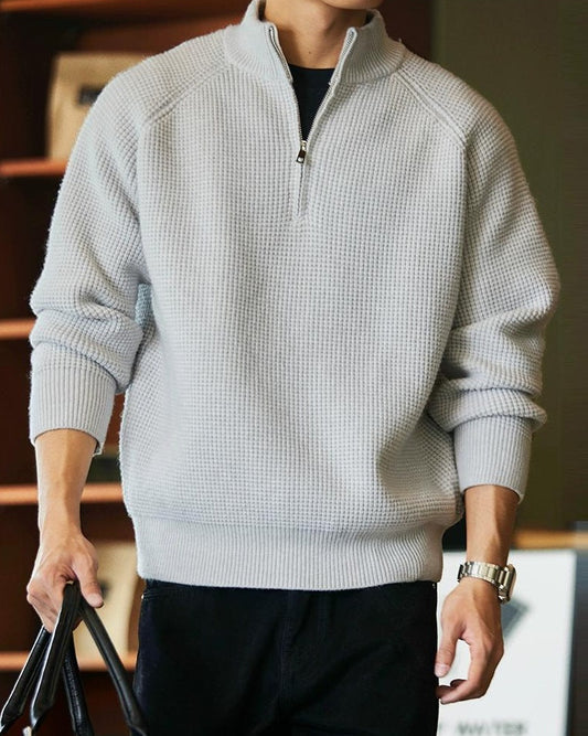 ロックランド ハーフジップスタンドカラーワッフルニット 2297