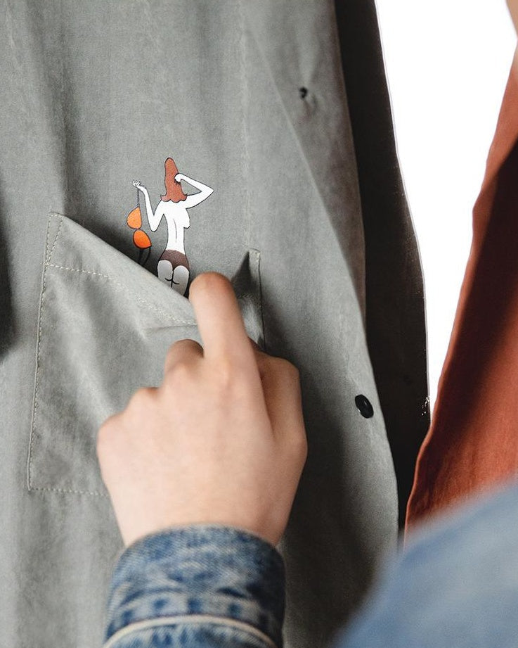 オイルシティ レタードエンブロイダリーオープンカラーシャツ 2635