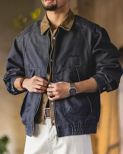 ウェスタリー バイカラー襟切替ラグランワークブルゾン 2491