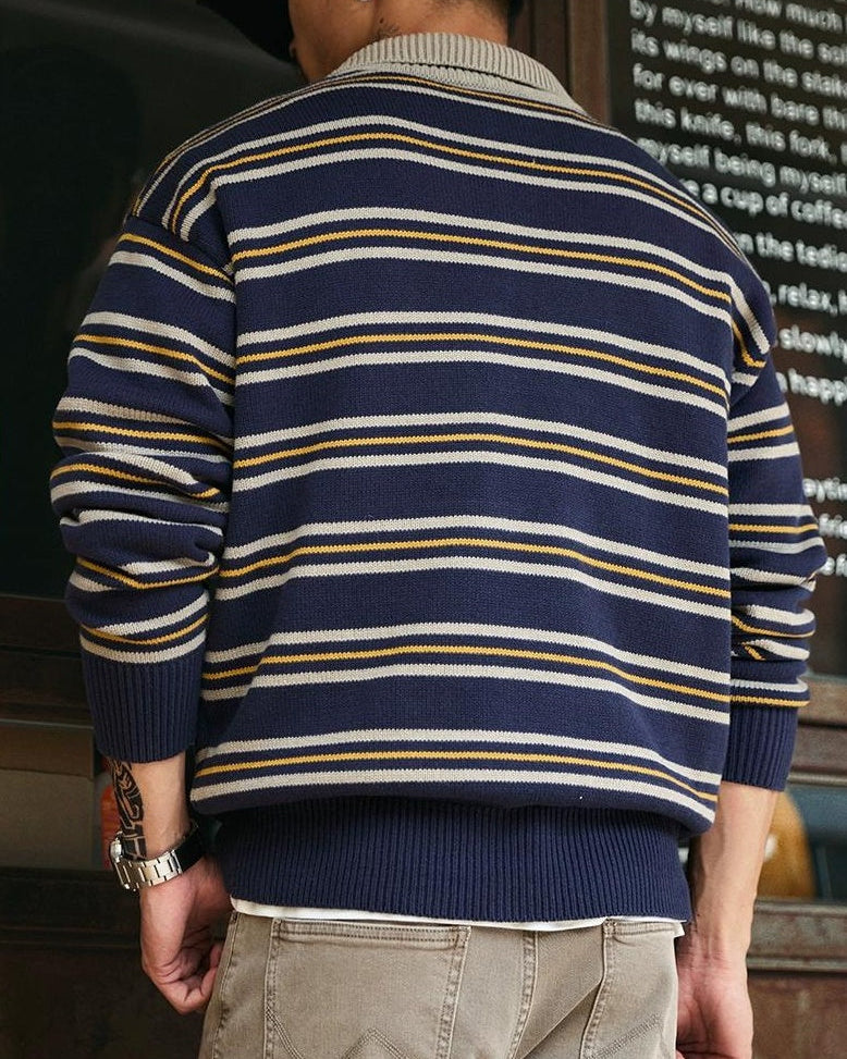 モントピリア ポロカラーレトロボーダーニット 2293