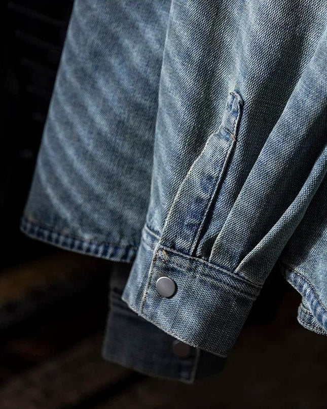 ヘイスティングス ウォッシュドデニムドットボタンワークシャツ 2407